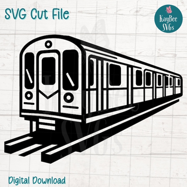 Subway Train SVG Cut File for Cricut, Silhouette, Digital Download, Printable Clipart, Commercial Use, Clip Art, Laser Stencil Outline