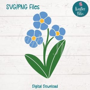 Fleurs de myosotis SVG PNG coupés pour Cricut, téléchargement numérique silhouette, gravure laser, impression par sublimation, usage Commercial