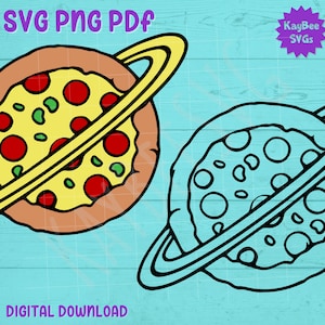 Planet Pizza SVG PNG PDF Clipart Digital Cut Datei-Download für Cricut Silhouette Sublimation druckbare Kunst - kommerzielle Nutzung