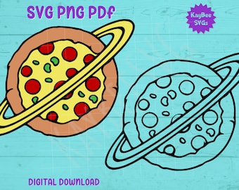 Planet Pizza SVG PNG PDF Clipart Digital Cut File Download for Cricut Silhouette Sublimation Printable Art - Commercial Use