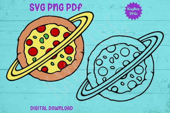 Planet Pizza SVG PNG Clipart Cut Files for Cricut, Silhouette, Laser Engraving, Sublimation (Digital)