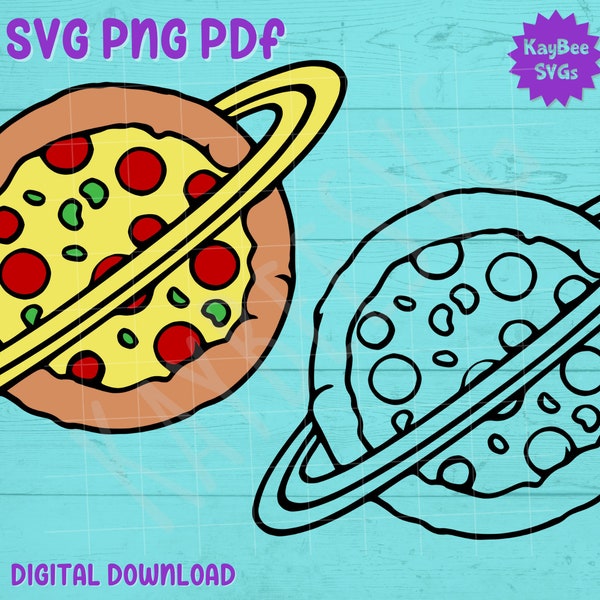 Planet Pizza SVG PNG PDF Clipart Digital Cut File Download for Cricut Silhouette Sublimation Printable Art - Commercial Use