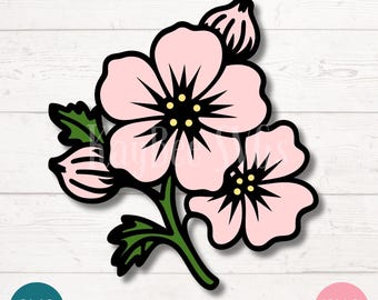 Hawthorn Flower SVG, Botanical Clipart, Wildflower Cut File (Digital)