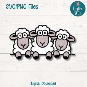 Pecora che sbircia file SVG PNG tagliati per Cricut, Silhouette download digitale, incisione laser, stampabile a sublimazione, clipart per uso commerciale