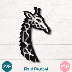 Giraffe SVG PNG, African Wildlife Clipart, Safari Animal Silhouette for Cricut and Sublimation, Digital Download, Laser Engraving, Printable