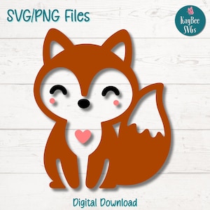 Renard mignon SVG PNG Clipart animaux de la forêt pour travaux manuels des bois et des enfants | Fichier de coupe pour Cricut, Silhouette, gravure laser, sublimation, impression