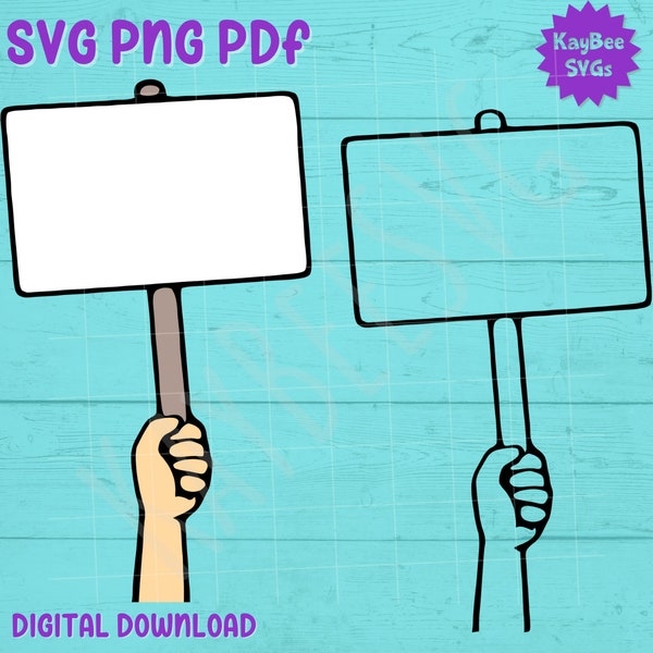 Protest Picketing Sign SVG PNG PDF Clipart Digital Cut File Download for Cricut Silhouette Sublimation Printable Art - Commercial Use