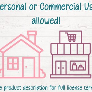 a picture of a house and a shopping cart with the words personal or commercial use