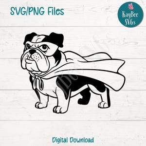 Superhero Bulldog SVG PNG Cut Files for Cricut, Silhouette Digital Download, Laser Engraving, Sublimation Printable, Commercial Use Clipart