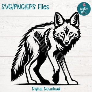 Coyote SVG PNG-bestanden knippen voor Cricut, silhouet digitale download, lasergravure, afdrukbare sublimatie, commercieel gebruik clipart