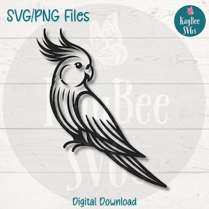 Valkparkiet vogel SVG | PNG-bestanden knippen voor Cricut, silhouet, digitale download, afdrukbare clipart, illustraties voor commercieel gebruik, sublimatie