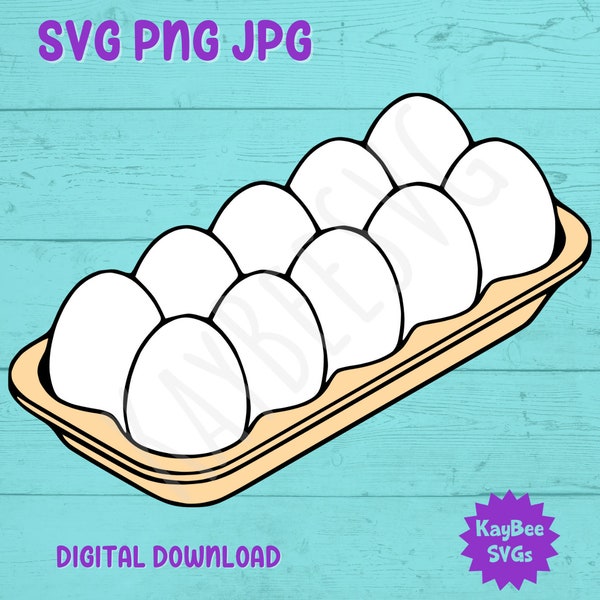 Carton of Eggs SVG PNG JPG Clipart Digital Cut File Download for Cricut Silhouette Sublimation Printable Art - Commercial Use