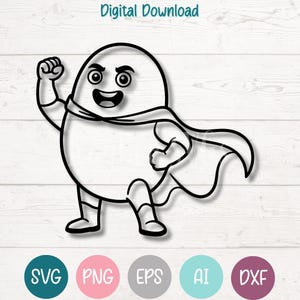 Potato Superhero SVG PNG, Funny Potato Hero Clipart, Cute Vegetable Cartoon Outline, Cut File for Cricut, Silhouette, Sublimation, Engraving