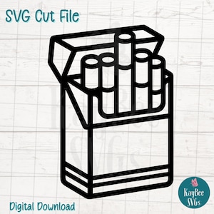 Pack of Cigarettes SVG Cut File for Cricut, Silhouette, Digital Download, Printable Clipart, Commercial Use, Clip Art, Laser Stencil Outline
