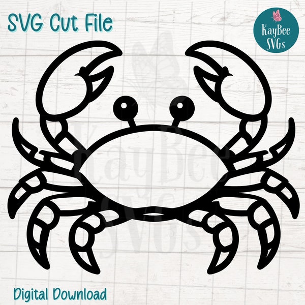 Crustacean Crab SVG Cut File for Cricut, Silhouette, Digital Download, Printable Clipart, Commercial Use, Clip Art, Laser Stencil Outline