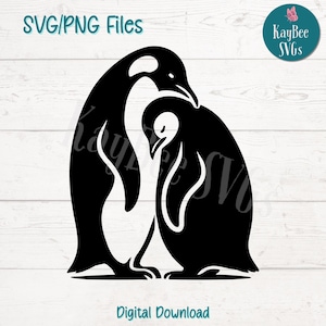 Archivos de corte SVG PNG de pingüinos abrazados para Cricut, descarga digital de silueta, grabado láser, impresión por sublimación, imágenes prediseñadas para uso comercial