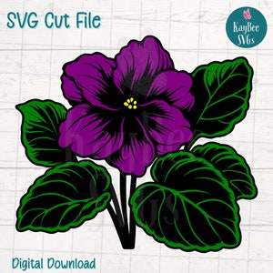 File di taglio SVG African Violet per Cricut, Silhouette, Download digitale, Clipart stampabile, Uso commerciale, Clip Art, Stencil laser a strati