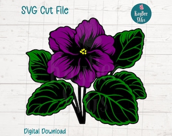 African Violet SVG: Clipart Cut Files for Cricut, Silhouette, Laser Engraving, Sublimation  Layered (Digital)