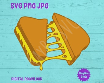 Grilled Cheese Sandwich SVG PNG JPG Clipart Digital Cut File Download for Cricut Silhouette Sublimation Printable Art - Commercial Use