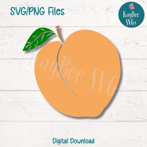 Peach SVG PNG Cut Files for Cricut, Silhouette Digital Download, Laser Engraving, Sublimation Printable, Commercial Use Clipart