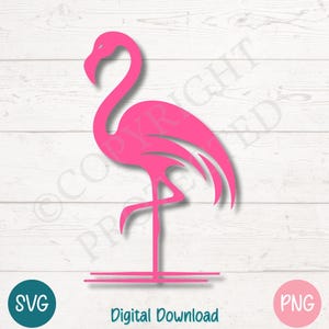 Flamingo SVG PNG, Tropical Bird Silhouette Clipart, Standing Flamingo Digital Download, Cut Files for Cricut, Sublimation, Laser Engraving