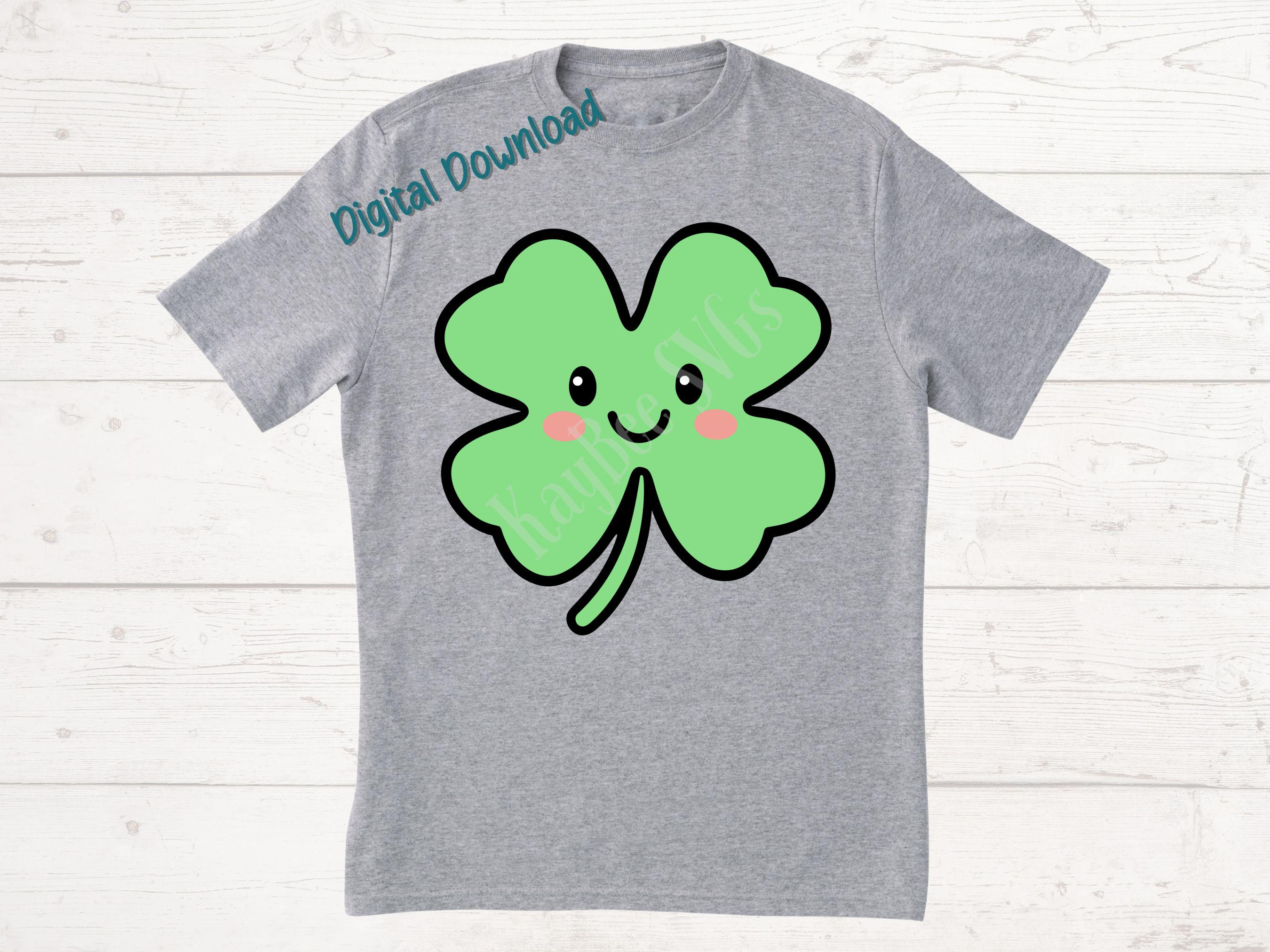 Kawaii Clover SVG: Lucky Shamrock Clipart for Cricut, Silhouette