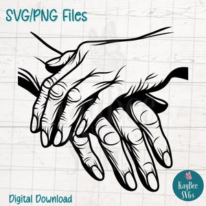 Omas Hände SVG PNG Schnittdateien für Cricut, Silhouette digitaler Download, Lasergravur, Sublimationsdruck, kommerzielle Nutzung Clipart