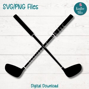 Skrzyżowane kije golfowe SVG PNG Sportowy sprzęt Clipart dla Golfer Crafts | Plik do cięcia dla Cricut, sylwetka, grawerowanie laserowe, sublimacja, druk