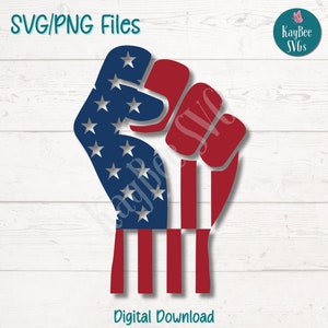 Amerikaanse vlag vuist SVG | PNG-bestanden knippen voor Cricut, silhouet, digitale download, afdrukbare clipart, illustraties voor commercieel gebruik, sublimatie