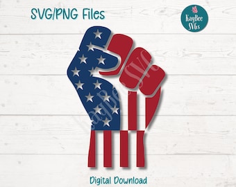 American Flag Fist SVG | PNG Cut Files for Cricut, Silhouette, Digital Download, Printable Clipart, Commercial Use Clip Art, Sublimation
