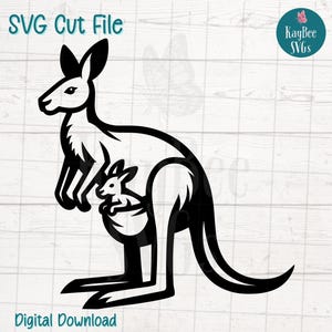 Kangourou avec Joey SVG PNG coupe des fichiers pour Cricut, téléchargement numérique silhouette, gravure laser, impression en sublimation, usage Commercial des cliparts