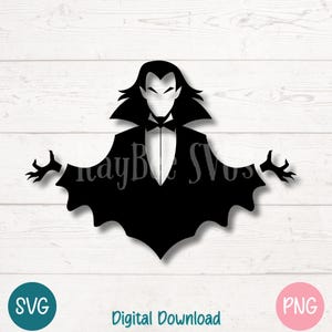 Vampire SVG PNG, Halloween Silhouette, Spooky Dracula Cut File for Cricut, Sublimation, Laser Engraving, Printable Clipart, Commercial Use