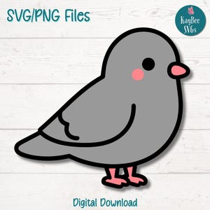 Cute Pigeon SVG PNG Cut Files for Cricut, Silhouette Digital Download, Laser Engraving, Sublimation Printable, Commercial Use Clipart