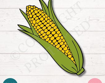 Corn on the Cob SVG PNG Cut Files for Cricut, Silhouette Digital Download, Laser Engraving, Sublimation Printable, Commercial Use Clipart