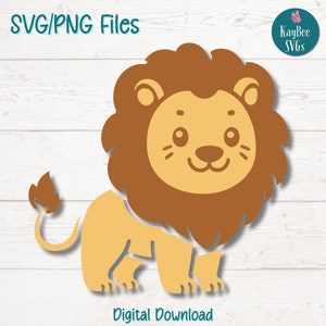 Cartoon Lion SVG PNG Cut Files for Cricut, Silhouette Digital Download, Laser Engraving, Sublimation Printable, Commercial Use Clipart