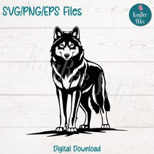 Loup alpha SVG PNG Clipart animal sauvage fort pour l'artisanat de la forêt et de la faune | Fichier de coupe pour Cricut, Silhouette, gravure laser, imprimable