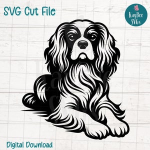 Cavalier King Charles Spaniel chien SVG PNG coupe des fichiers pour Cricut, téléchargement numérique Silhouette, gravure laser, sublimation, clipart imprimable