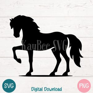 Standing Horse SVG Silhouette PNG with Raised Hoof for Western Crafts | Cut Files for Cricut, Sublimation, Laser Engraving