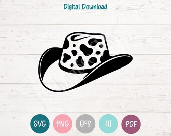 Cow Print Cowboy Hat SVG: Cricut, Silhouette Cut Files (Digital)