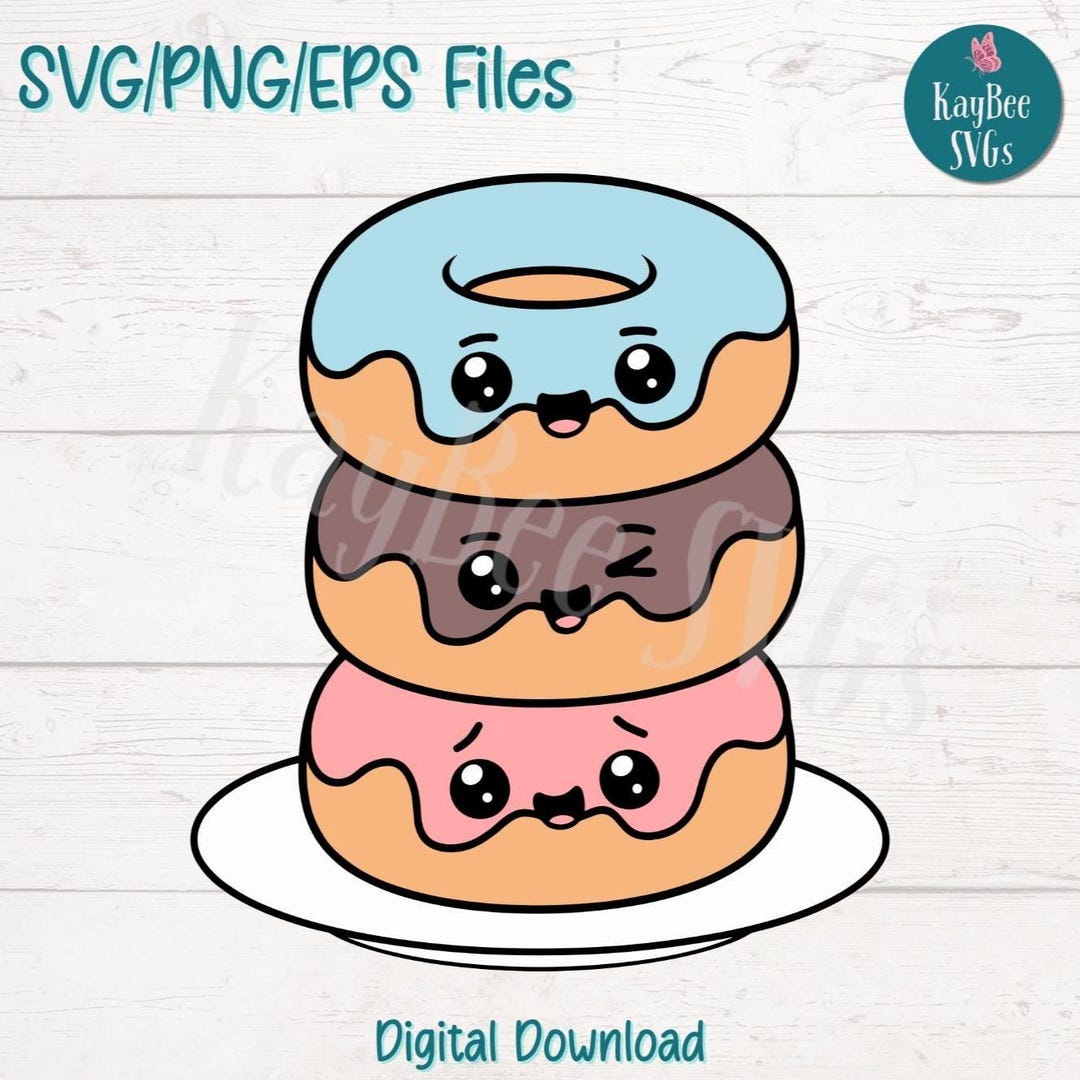 Stack of Donuts SVG PNG Sweet Treat Clipart for Bakery and Dessert ...