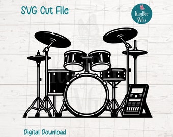 Drum Kit - Drums SVG Cut File for Cricut, Silhouette, Digital Download, Printable Clipart, Commercial Use, Clip Art, Laser Stencil Outline