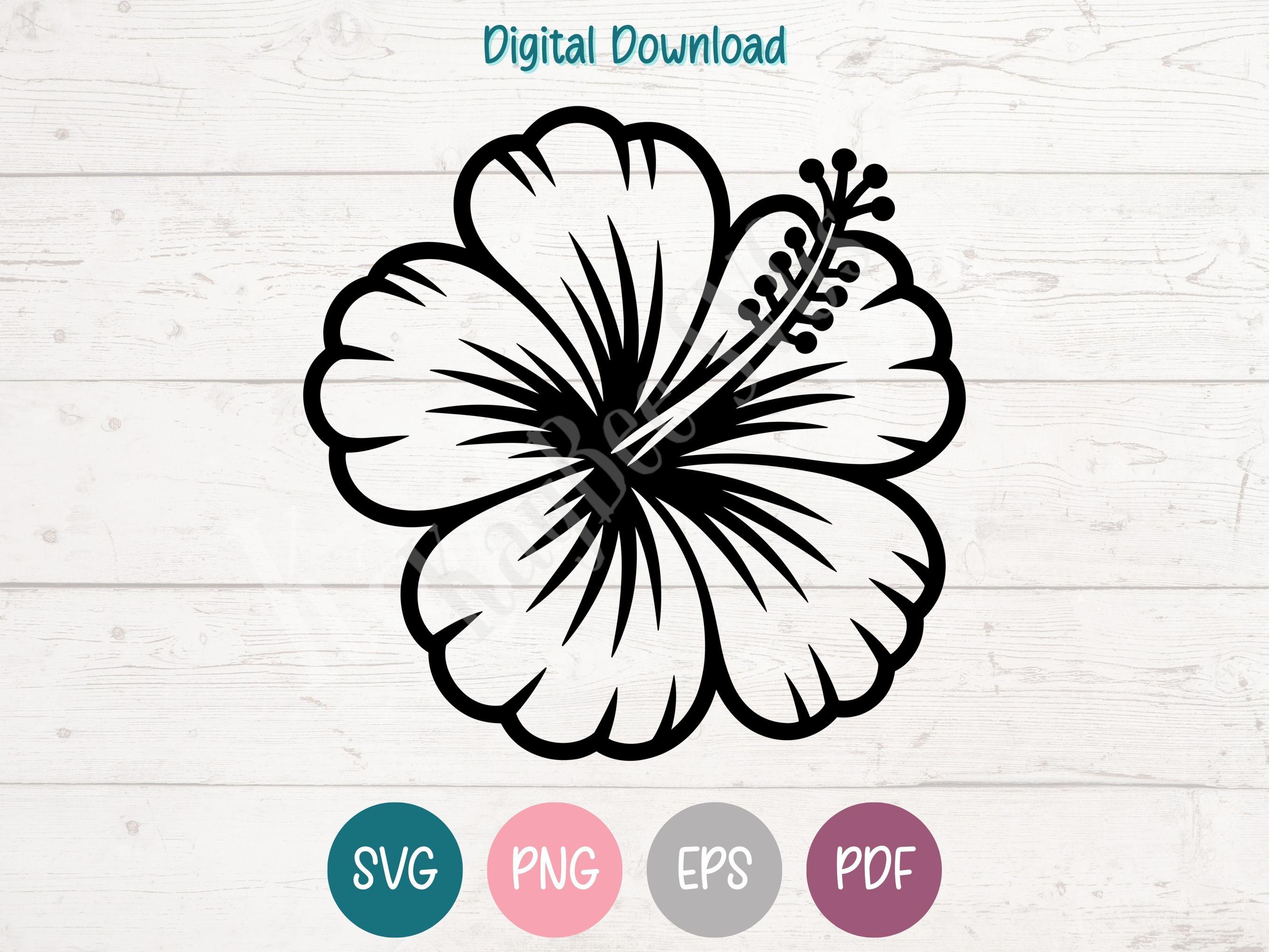 Hibiscus Flower SVG PNG Clipart Cut Files for Cricut, Silhouette ...