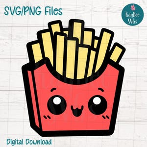 Leuke frietjes SVG PNG-bestanden knippen voor Cricut, silhouet digitale download, lasergravure, afdrukbare sublimatie, commercieel gebruik clipart