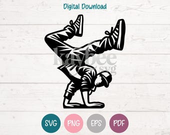 Break Dancer SVG PNG clipart-cut-bestanden voor de Cricut, silhouet, lasergravure, sublimatie (digitaal)