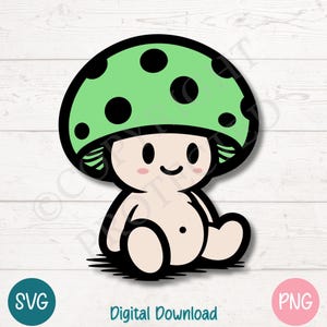 Niedliche Baby Pilz SVG PNG Clipart für Fantasy und skurrile Projekte | Schnitt-Dateien für Cricut, Silhouette, Sublimation, Printable, kommerziell