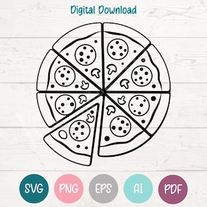 Whole Pizza SVG PNG Clipart Cut Files for Cricut, Silhouette, Laser Engraving, Sublimation (Digital)