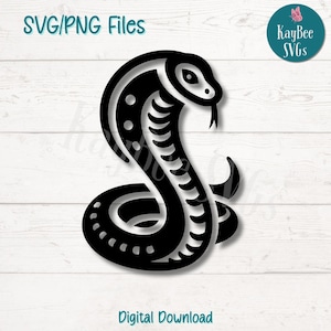Cobra Snake SVG PNG-bestanden knippen voor Cricut, silhouet digitale download, lasergravure, afdrukbare sublimatie, commercieel gebruik clipart