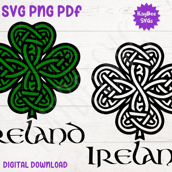 Ireland - Celtic Knot Shamrock SVG PNG PDF Clipart Digital Cut File Download for Cricut Silhouette Sublimation Printable - Commercial Use