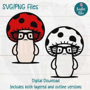 Champignon ringard SVG PNG Clipart drôle de champignons pour cottagecore et travaux manuels de la nature | Fichier de coupe pour Cricut, Silhouette, gravure laser, sublimation