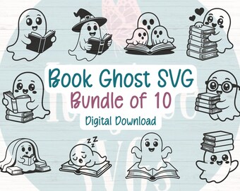 Ghost Books SVG Bundle, Cricut Silhouette Cut Files (Digital)